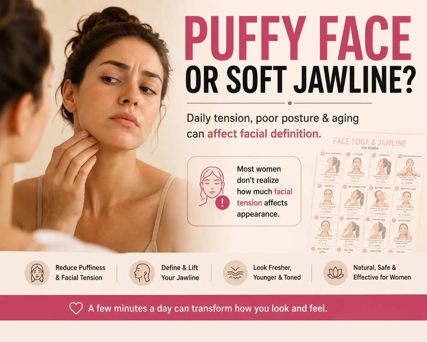 Face Yoga Jawline Exercises Printable Guide